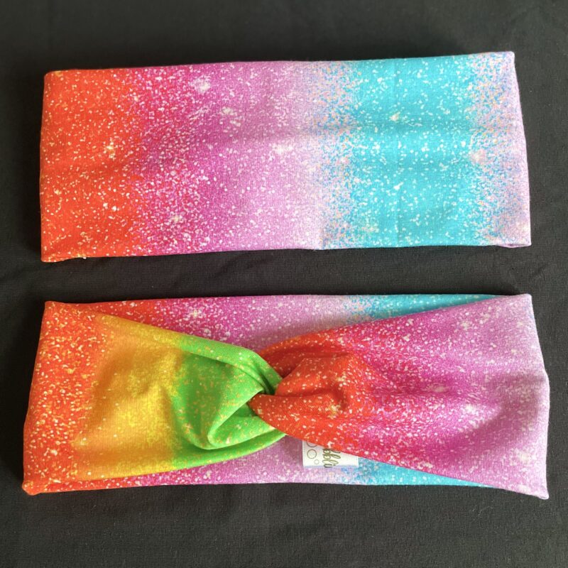 Twisted Headband in Glitter Rainbow Material