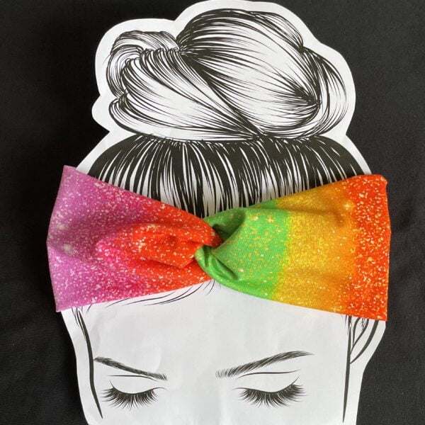 Twisted Side of Twisted Headband in Glitter Rainbow