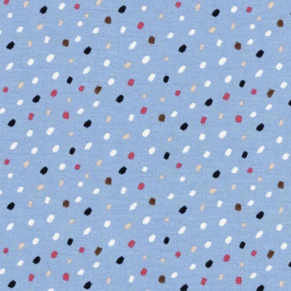 Blue Polka Dot material different colour dots on blue