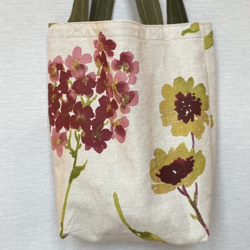 Front of Cotton Tote Bag with Hydrangea and Poppies