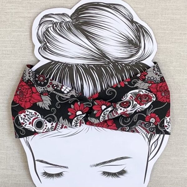 Red Sugar Skulls Headband