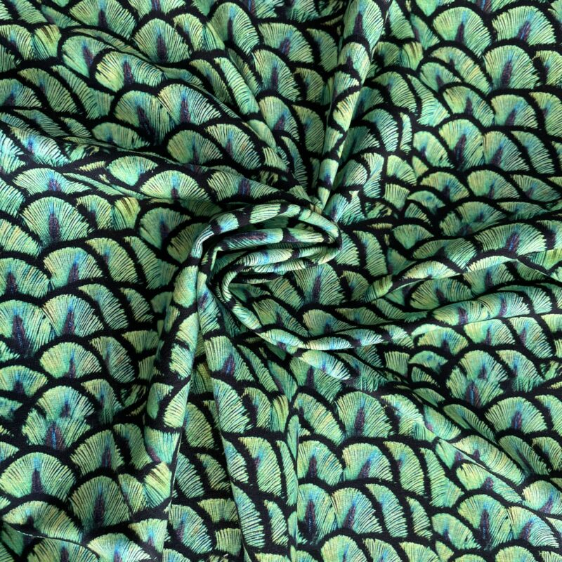 Peacock Design Cotton Jersey Material swirled round